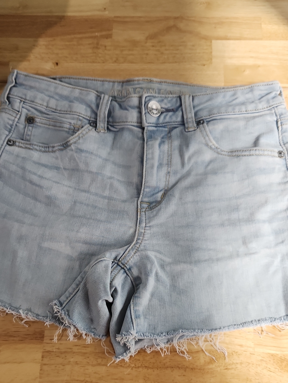 American Eagle Outfitters Light Blue Distressed Denim Shorts